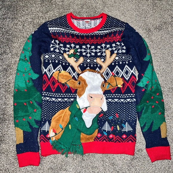 Holiday Time Other - Festive Reindeer Sweater - Multicolor